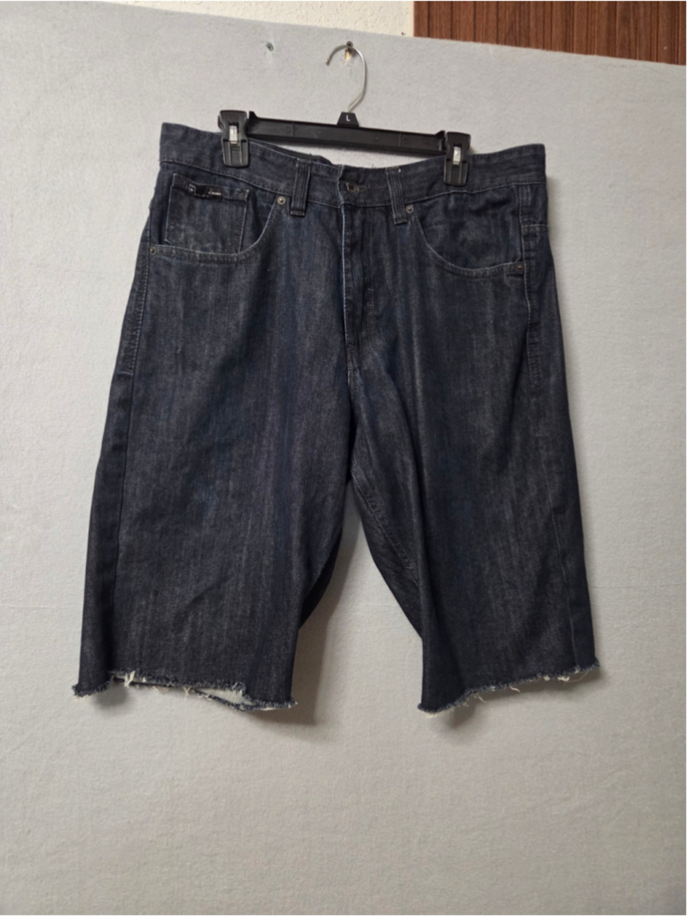 Men's Rocawear Jean Shorts Size L Dark Blue White